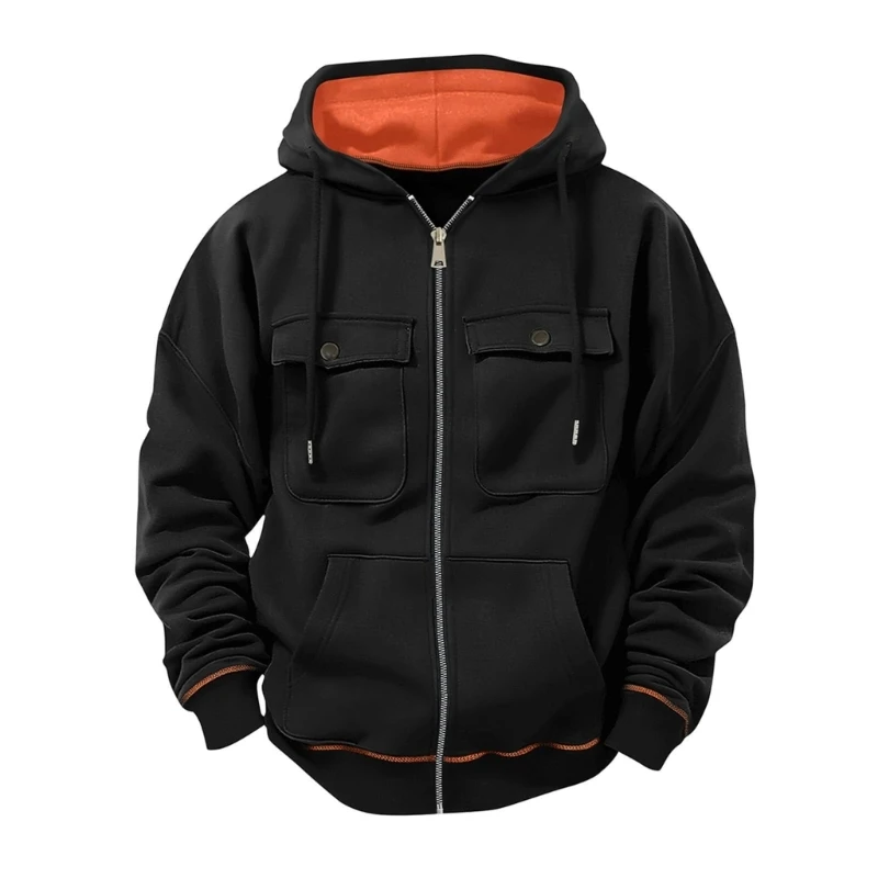 

L5YA Mens Zip Up Hoodies Casual Long Sleeve Hooded Sweatshirt Fleece Drawstring with Pockets