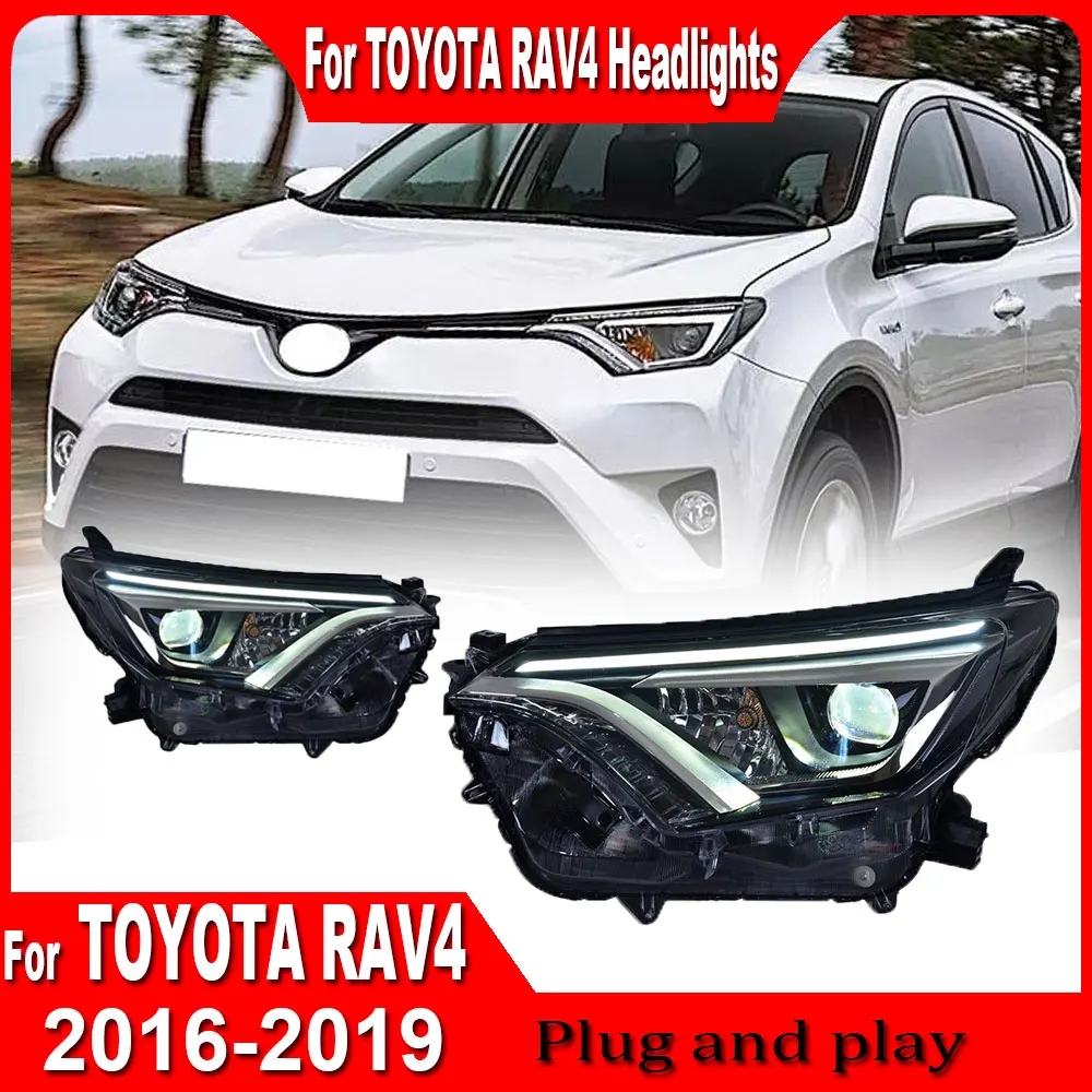 Car Styling Head Lamp for Toyota RAV4 Headlights 2016 2017 2018 2019 New Rav4 LED Headlight Projector Lens DRL Auto Accessories