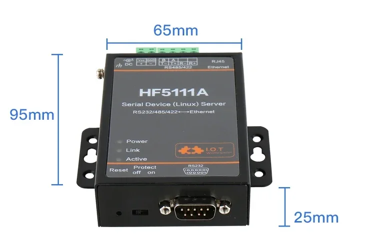 HF5111A Industrial Modbus Serial RS232 RS485 RS422 to Ethernet Converter Device Modbus 2M Flash Cortex-M3 Connector