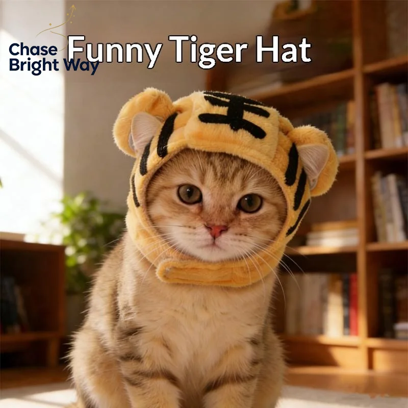 Cute Tiger Fruit Cat Plush Hat Cat Puppy Cosplay Costume Pet Accessories Adjustable Comfortable Warm Headdress Pet Headwear