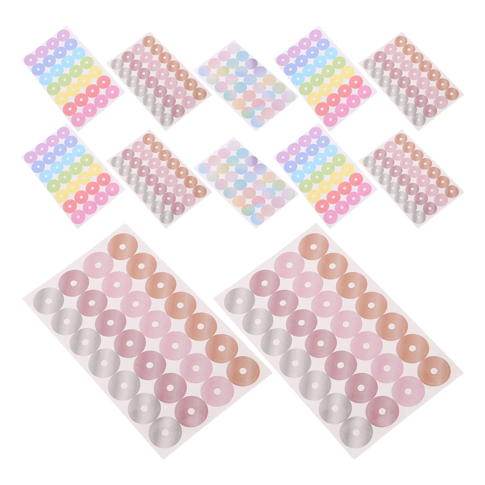 24Sheets Hole Punch Reinforcement Stickers 68x11.6mm Adhesive Hole Protector Decals for Loose Leaf Paper Binder Reinforcement