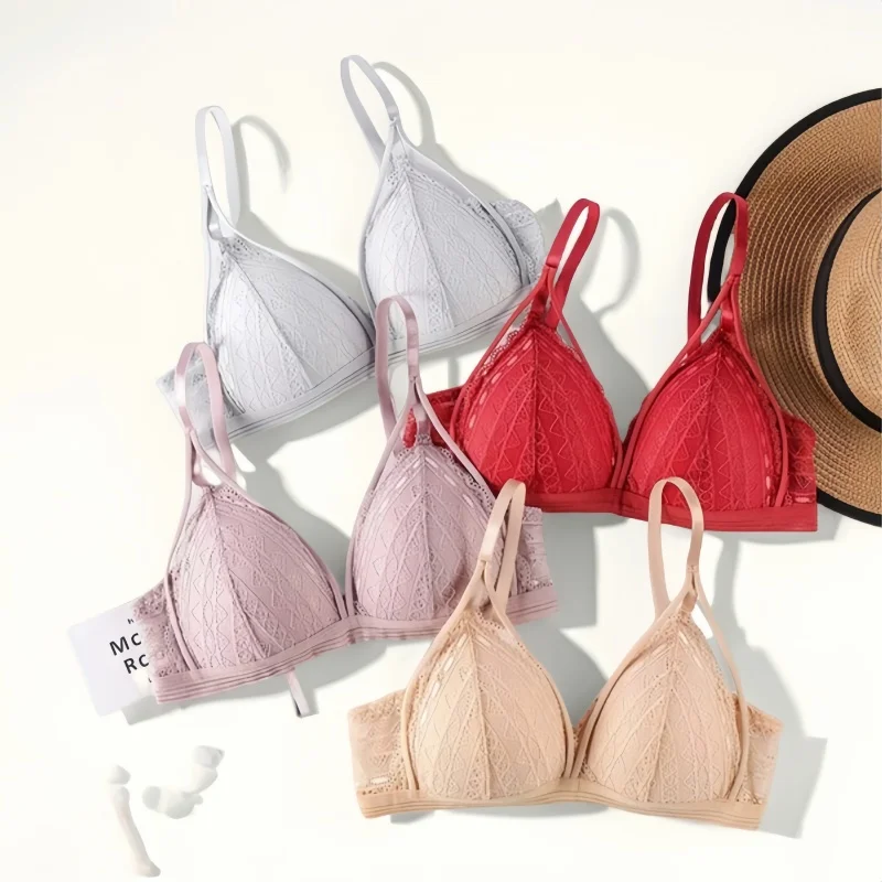 Floral Spitze Büstenhalter Push-Up Bh Für Frauen Tiefe V Spitze Bralette Draht Freies Gepolsterte Sexy Dessous Weibliche Komfort Unterwäsche