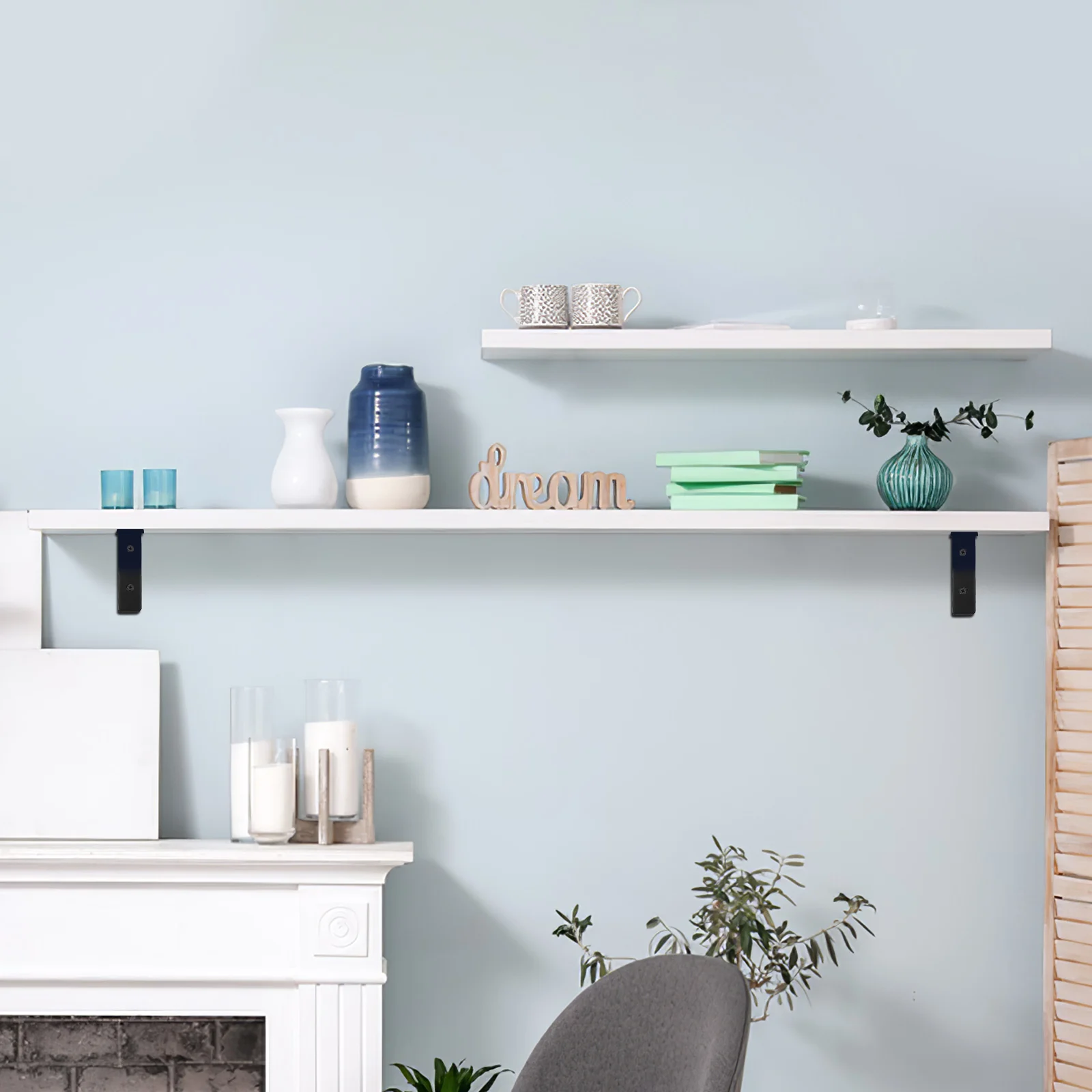 

2 pcs L Shaped Floating Shelf Brackets Heavy Duty Wall Mounted Metal Corner Braces For Wood Right Angle Support Rack Storage