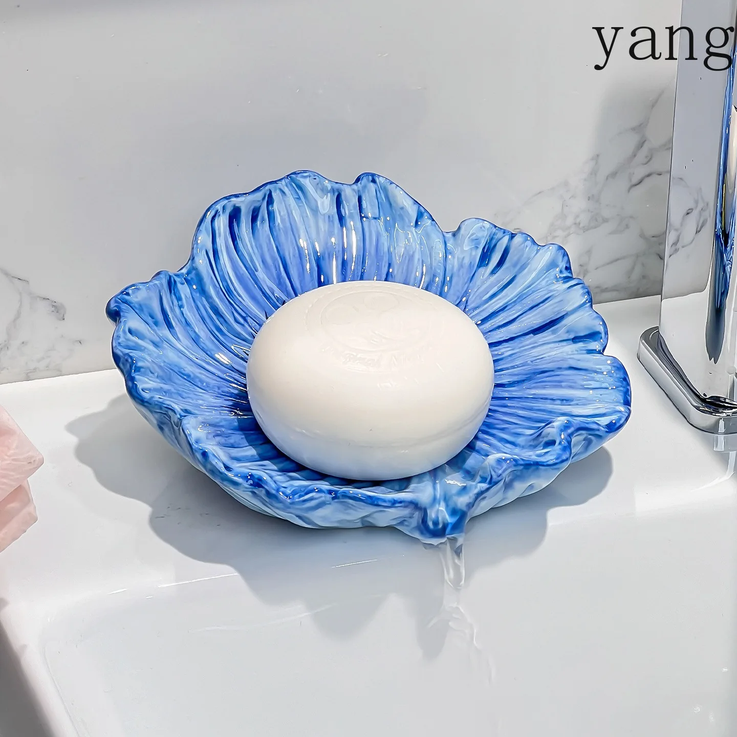 

CX Water Free Flower Ceramic Soap Box Premium Drain Box