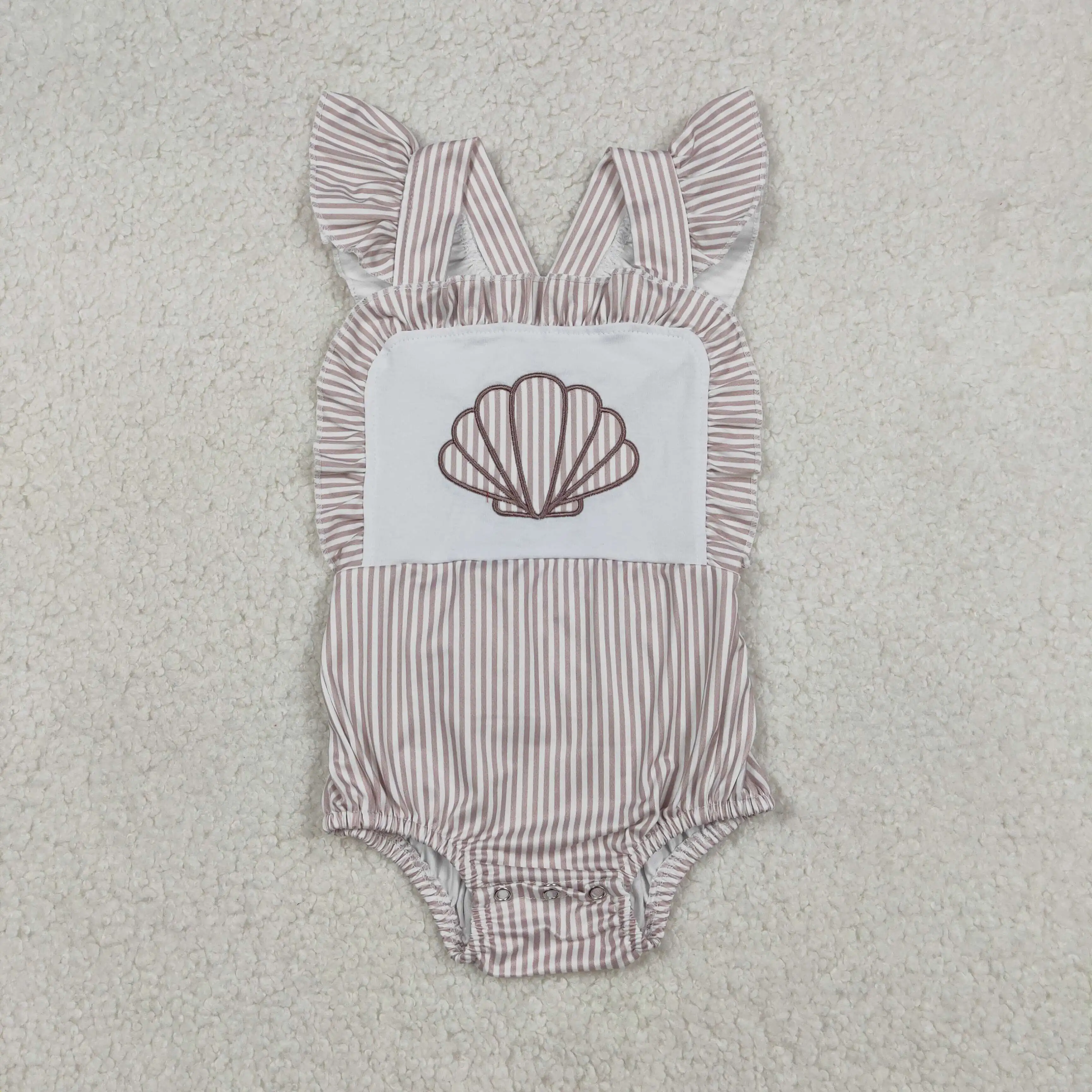 

z1223-12 SR3396 Wholesale baby rompers kids clothes girls embroidery flying sleeve romper boutique children clothing