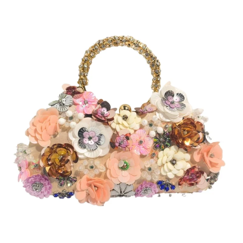 

Модная модная трехмерная вечерняя сумка с цветочными блестками для женщин, инкрустированная бриллиантами сумка для банкета, вечерние свадебные платья, сумка