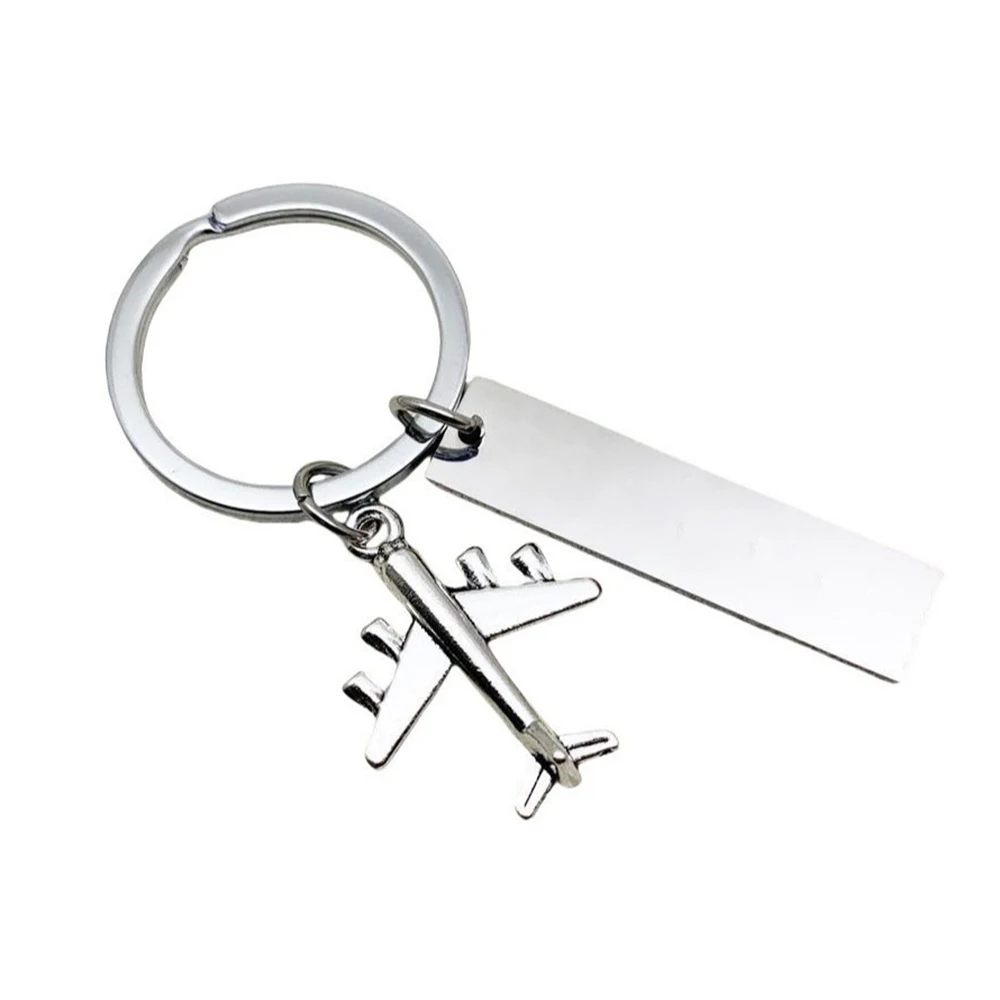 50Pcs Private Custom Keychain Any Text Airplane Keyring For Couples Women Men Gift Keychains Pilot Flight Attendant Key Fob
