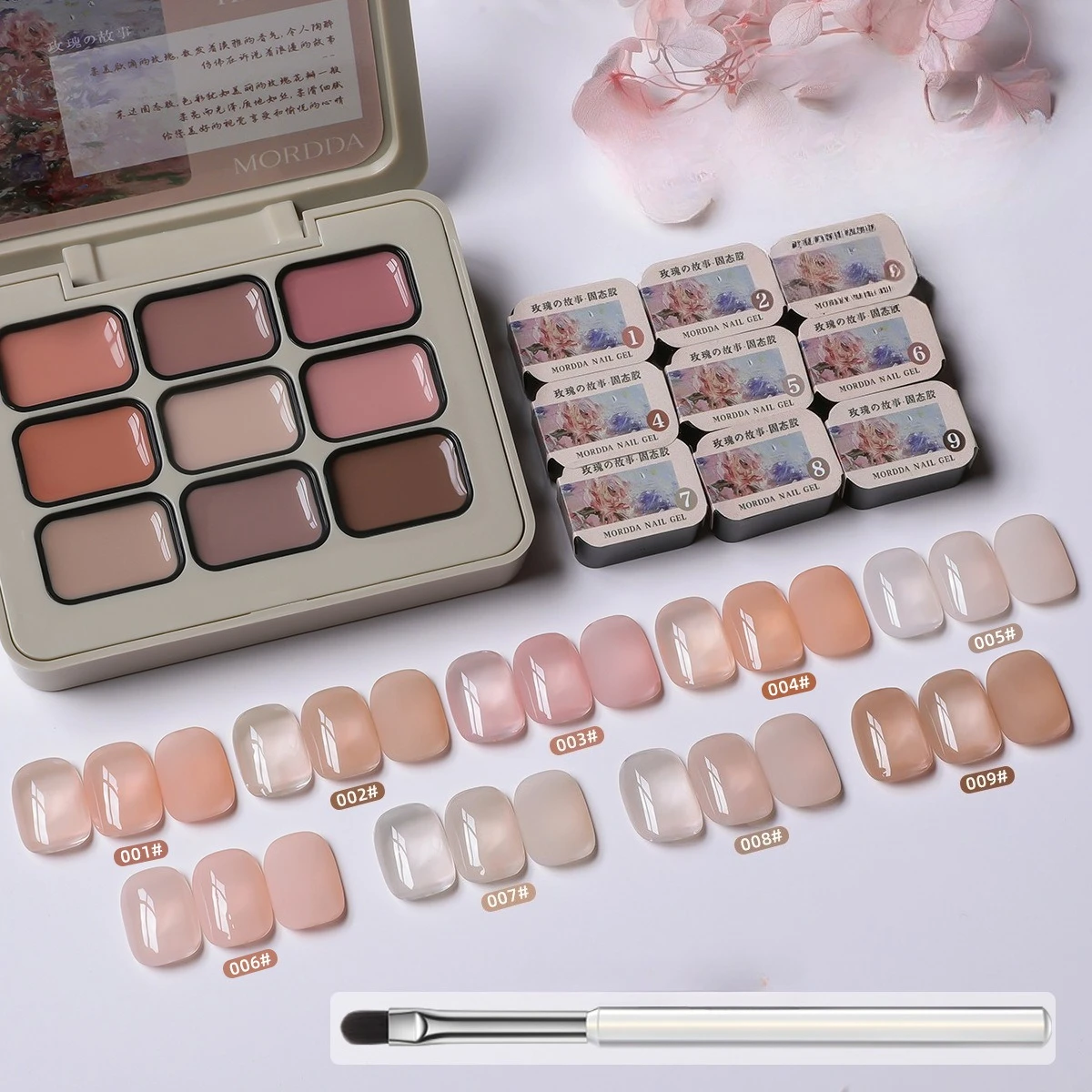 

9 Grid New Nude Pink Glue Transparent Silky Thick Solid Nail Polish Free-wash Relief Painting Color Series Nail Salon Dedicat