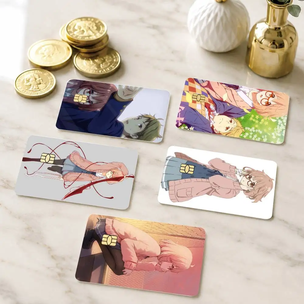 A-Anime Beyond the Boundary Credit Card HD Stickers Small Chip Waterproof Sticker Game Card Decal Gift