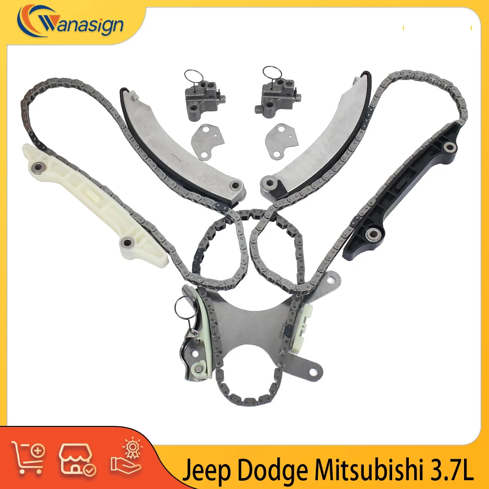 

Engine Timing Chain Kit Tensioner Guide Fit 3.6 L V6 GAS For 02-12 Jeep Grand Cherokee Dodge Ram 1500 Mitsubishi Raider 3.6L