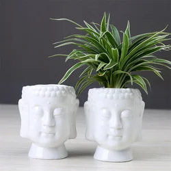 3D Buddha Decorating Concrete Plaster Clay Vase Making Silicone Mould, Handmade Flowerpot, Cement Planter Molds