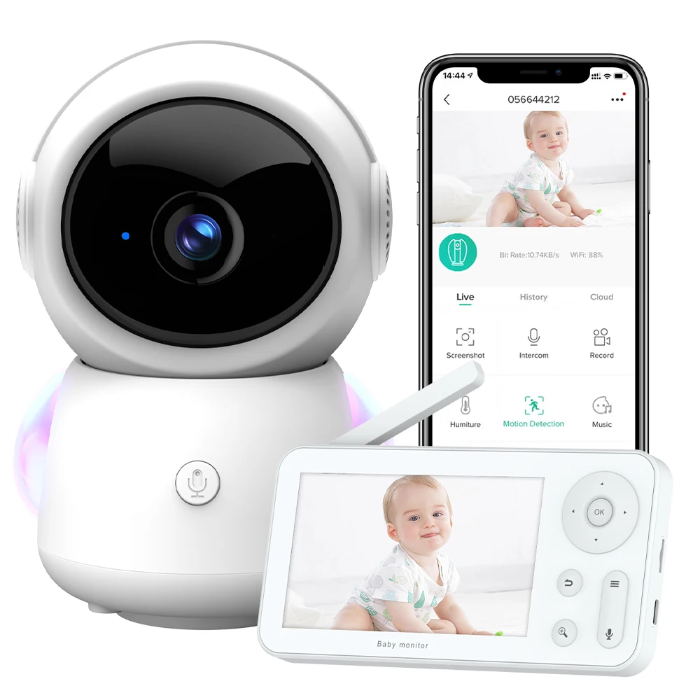 

Rehent 2MP HD Night Lamp Baby Nanny Camera Baby Crying Detection Motion Auto Tracking Two Way Audio Newborn Gift Set