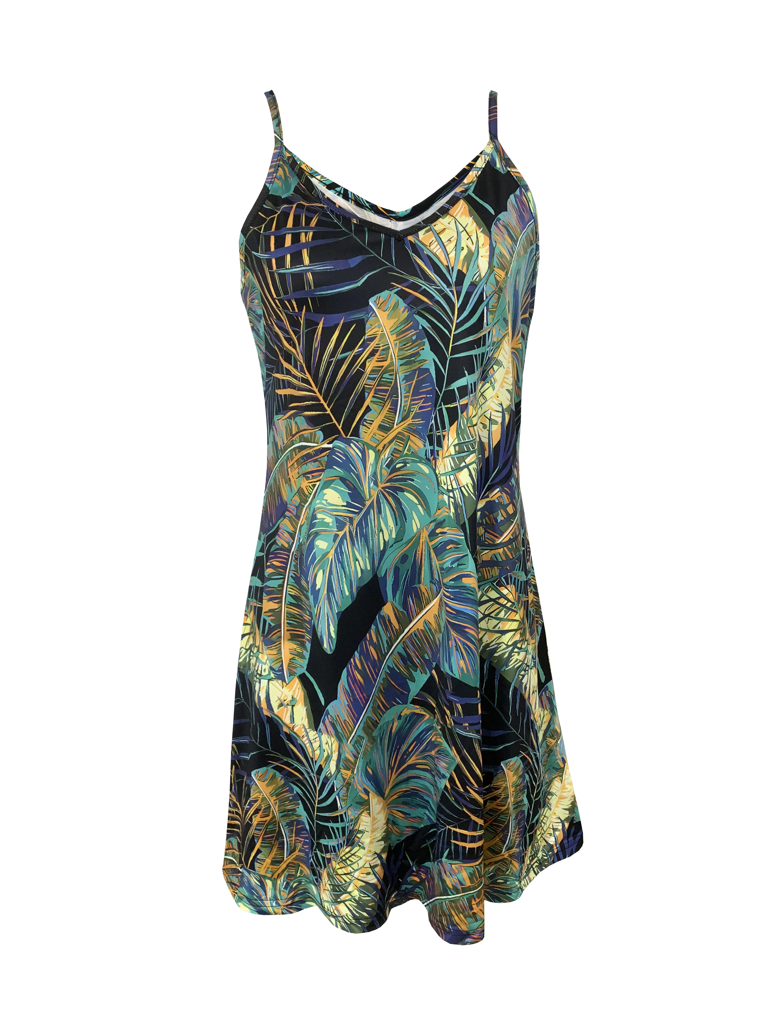 Tropical Printed Women's Summer Spaghetti Strap Dress For Spring&Summer, Fashion Vacation Beach Dress image 4