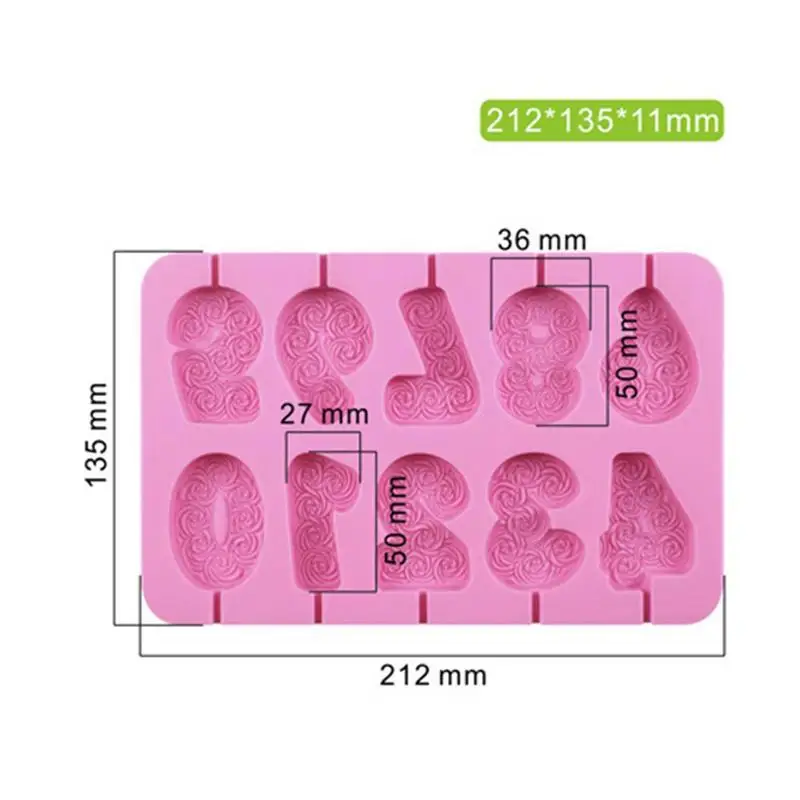 0-9 Numbers Birthday Candle Silicone Mold Fondant Cake Chocolate Candy Mould Craft Making Party Baking Decorating Tool