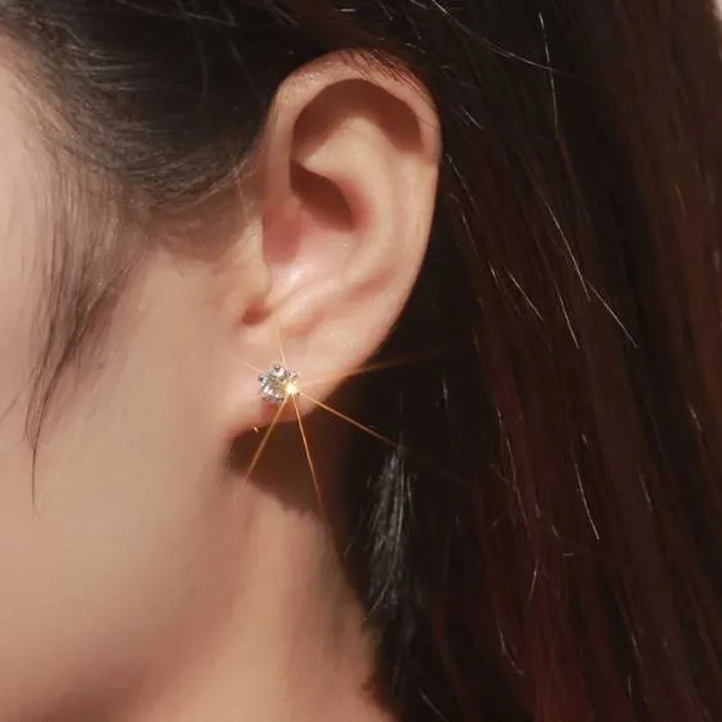 Sacemens 0.5-1CT orecchini a bottone Moissanite certificati per le donne placcatura in platino orecchini a bottone in argento Sterling con diamanti gioielli da sposa