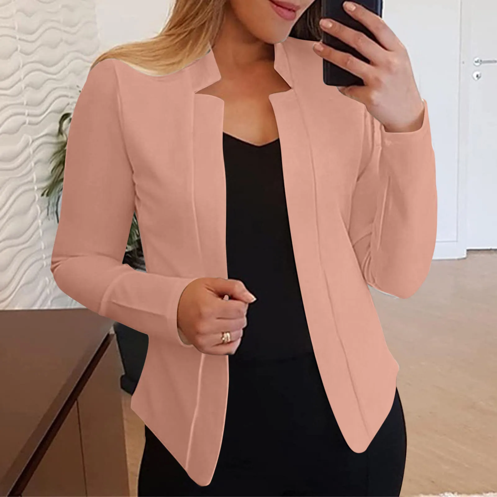 

Women Thin Blazers 2023 New Female Autumn Elegant Blazer Long Sleeve Open Stitch OL Slim Coats Fashion Ladies Office Daily Tops