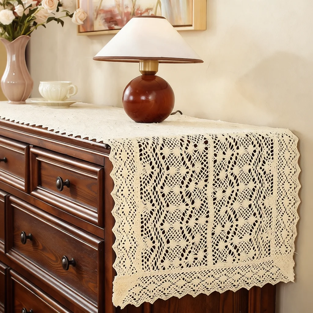 Elegant Lace Table Runner French Style Decorative Cover For Entryway Sideboard Tea Table Bedroom Dresser Home Party Decor