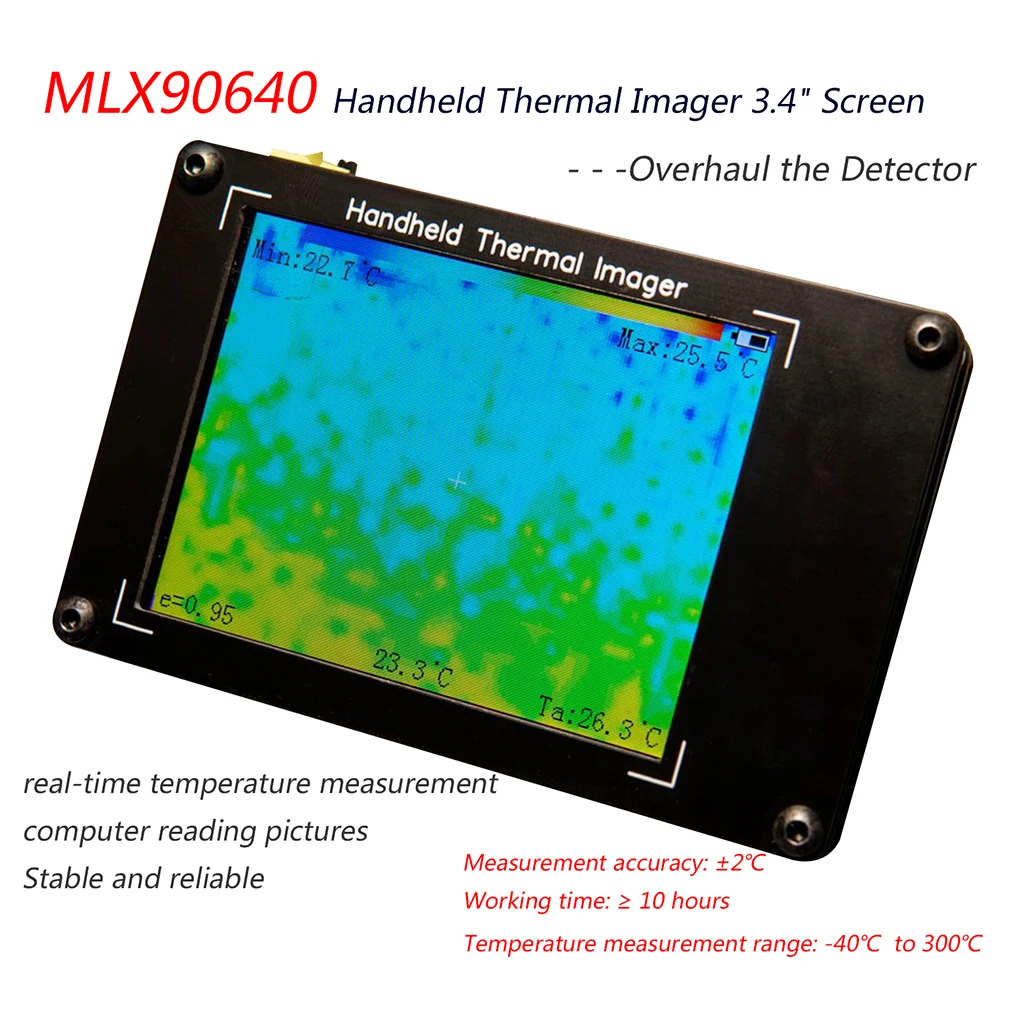 3.4 Inch Digital Thermal Imager Detector LCD Screen Portable Handheld Temperature Sensor 8Hz Refresh Rate Measuring Device
