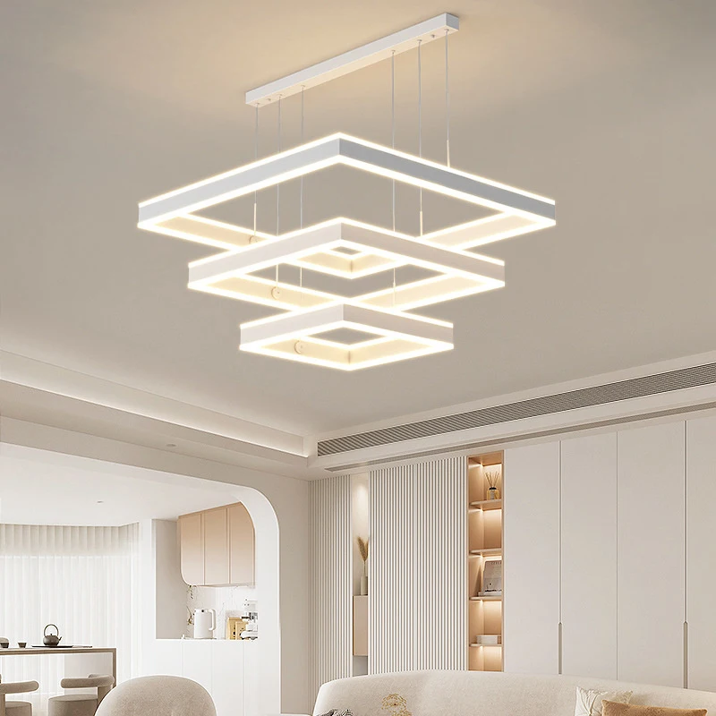 Dimming semplice rotondo quadrato lungo nuovo moderno lampadario a LED luci soggiorno sala da pranzo camera da letto lampade a sospensione Hall illuminazione interna