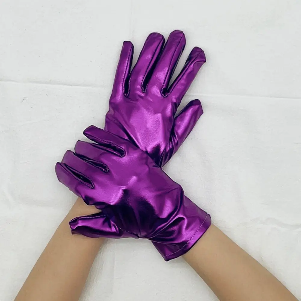 Fashion Shiny Women Leather Gloves Gothic Punk Thin Style Driving Gloves Cosplay Wedding Gloves Clubwear