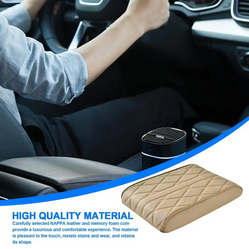 Auto Armrest Box Cover high-quality PU leather memory foam Armrest pad non-slip silicone bottom Breathable Soft Armrest cousin