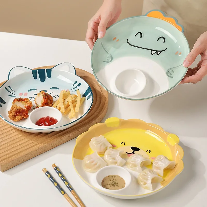 

Japanese Dumpling Plate Ceramic Creative and Beautiful Special Divided Plate Exquisite Cartoon Breakfast Plate