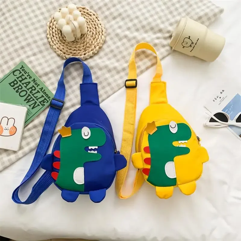 Sacs à dos de dessin animé de dinosaure pour enfants, sacs à bandoulière de poitrine réglables, animaux mignons, sac de messager scolaire unisexe pour enfants, garçons et filles