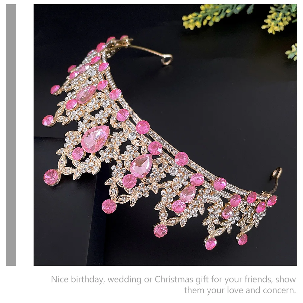 

One Piece Crown Necklace Earring Set Bride The Woman Rhinestone Costume Jewelry for Little Girls