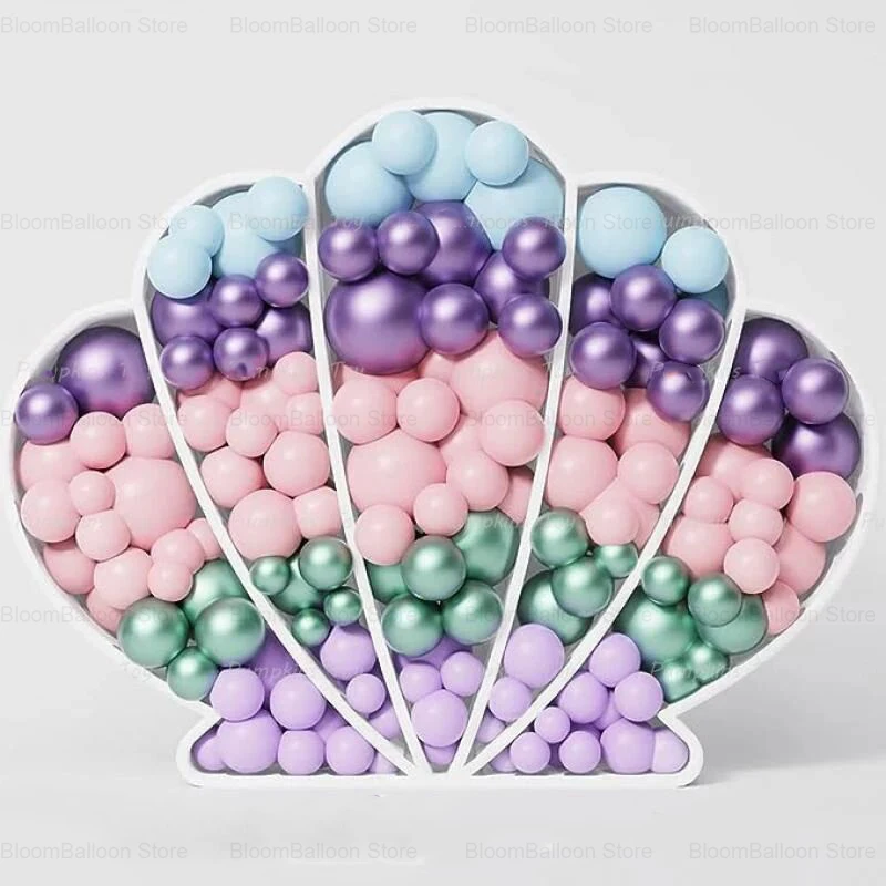 Mermaid Tail Shell Balloon Frame Balloon Filling Box for Birthday Decoration Girl Mermaid Theme Party Baby Shower Wedding Decor