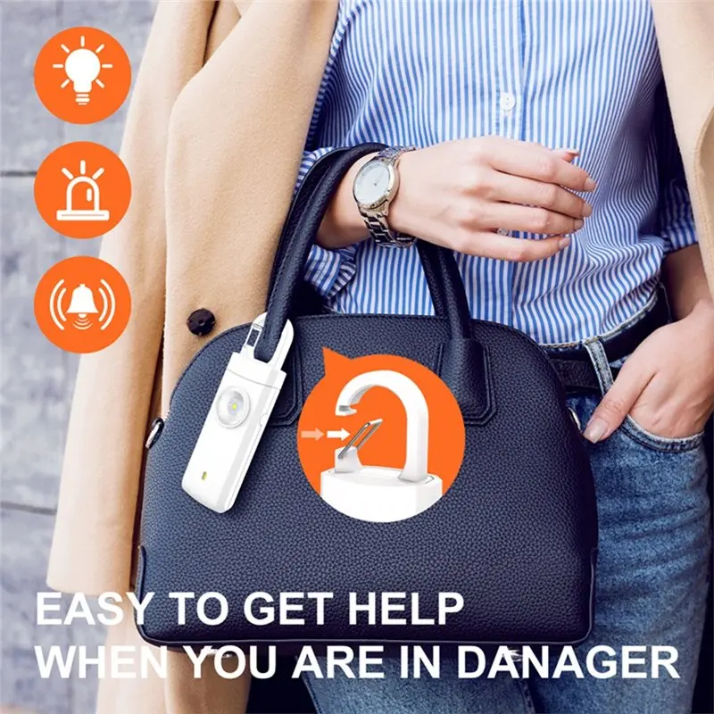 【ALMOST GONE! 】 Torcia a LED Allarme di autodifesa Sirena di sicurezza ricaricabile Portachiavi portatile per bambini anziani