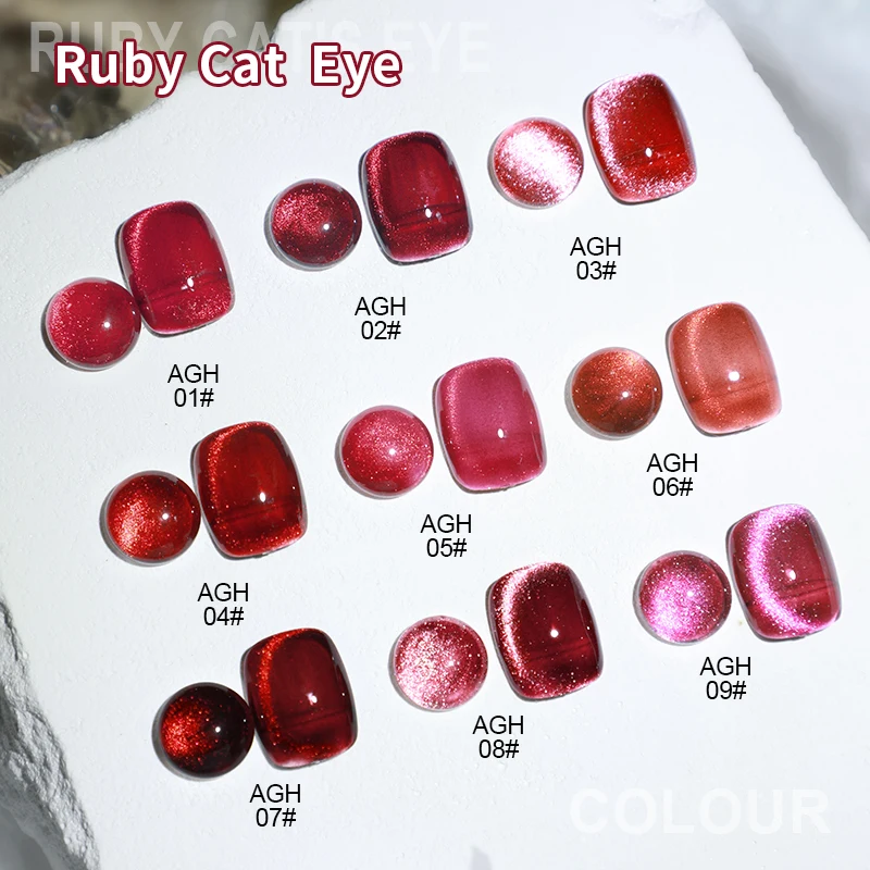 AS 15ml Cherry Ruby Red Cat Eye Gel Nail Polish Chameleon Magnetic Gel Soak Off UV LED Cateye Nail Varnish Gel For Manicure