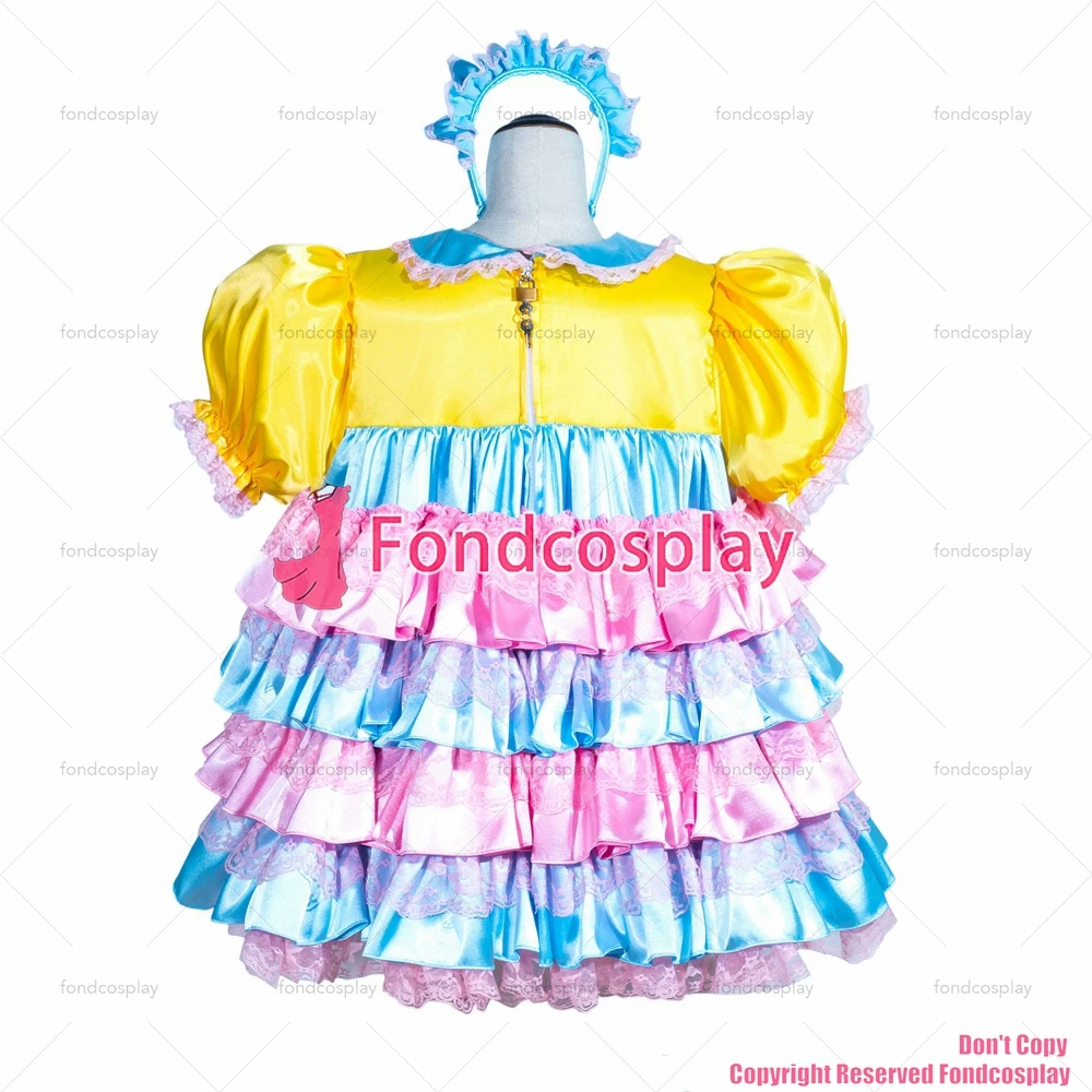 Fondcosplay sexy cross dressing sissy maid short French bloccabile satin baby Dress Uniform Cosplay Costume CD/TV[G4007]