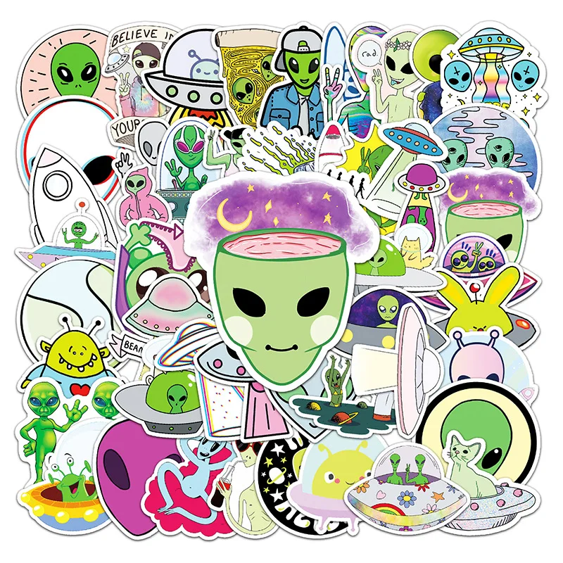 

50Pcs Cartoon Alien Series Graffiti Stickers Suitable for Laptop Helmets Desktop Decoration DIY Stickers Toys Wholesale