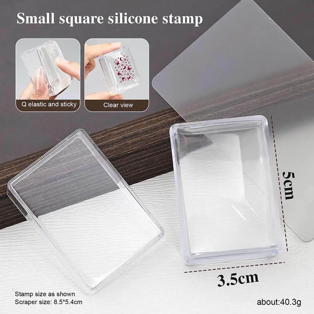 Sellos franceses circulares/cuadrados de silicona para manicura, Kit de estampado artístico de uñas, diseño francés para placa de manicura, sello, esmalte marino N8C0