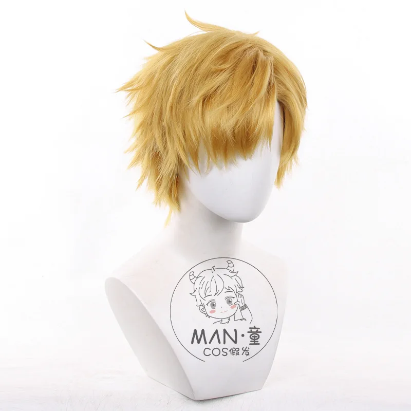 شعر مستعار كوسبلاي ميدالية Meipuroji Kosame أصفر منفوش شعر قصير للهالوين