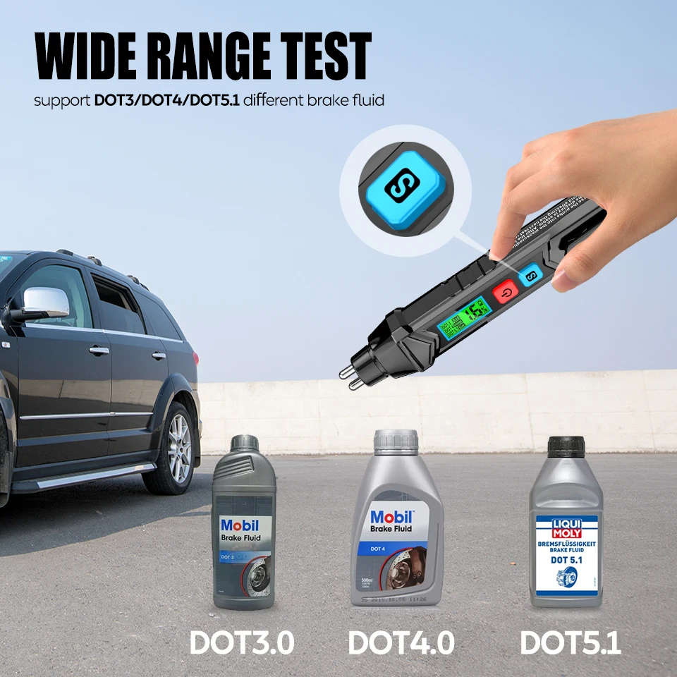 Aicevoos Digital Brake Fluid Tester Auto Car Brake Liquid Detector for DOT3/DOT4/DOT5.1 Accurate Brake Oil Testing Pen