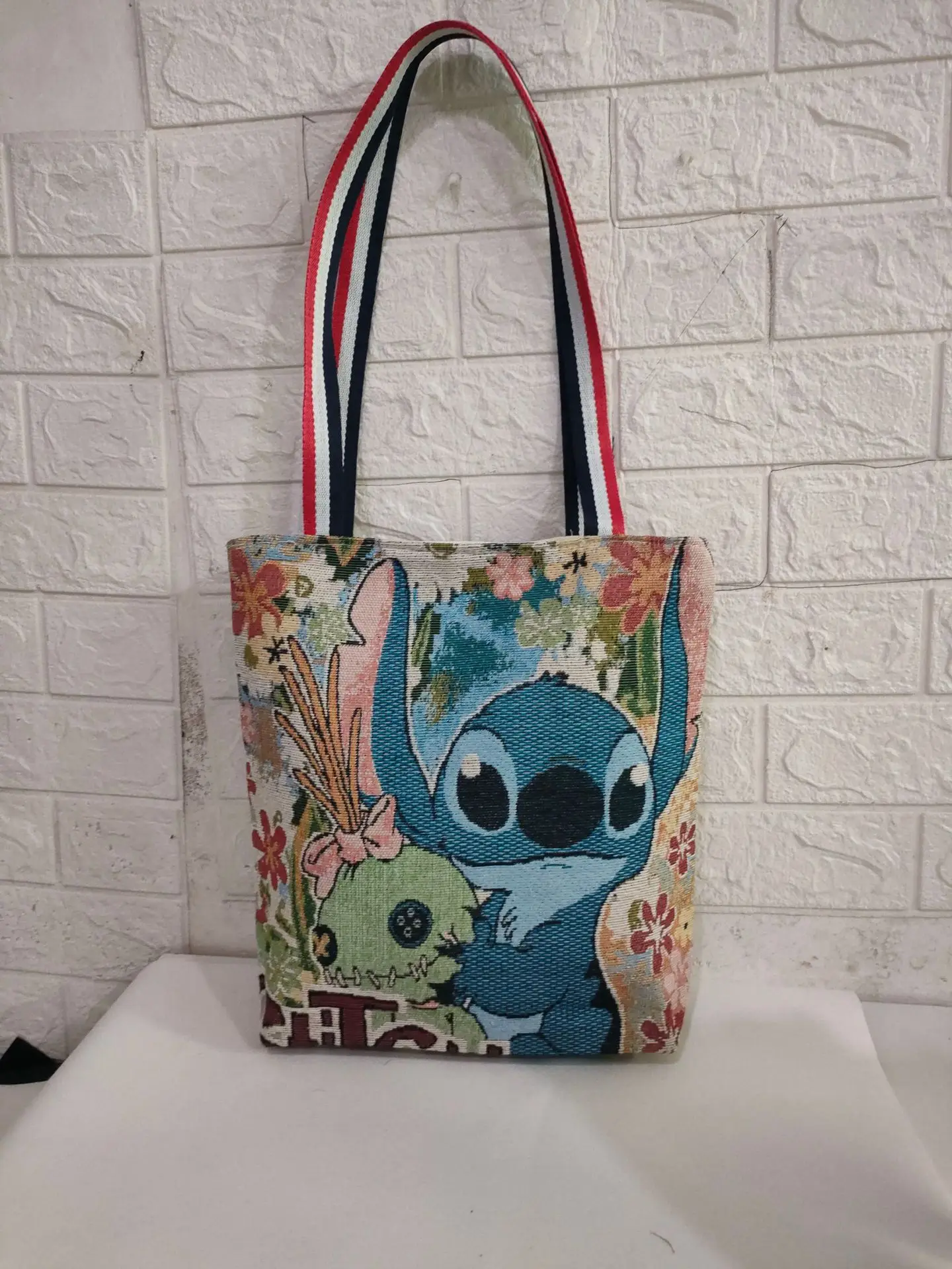 2022 New Canvas Reversible Embroidered Tote Bag Trendy Mickey And Winnie the Pooh One Shoulder Bags Casual Cute Print Handbags