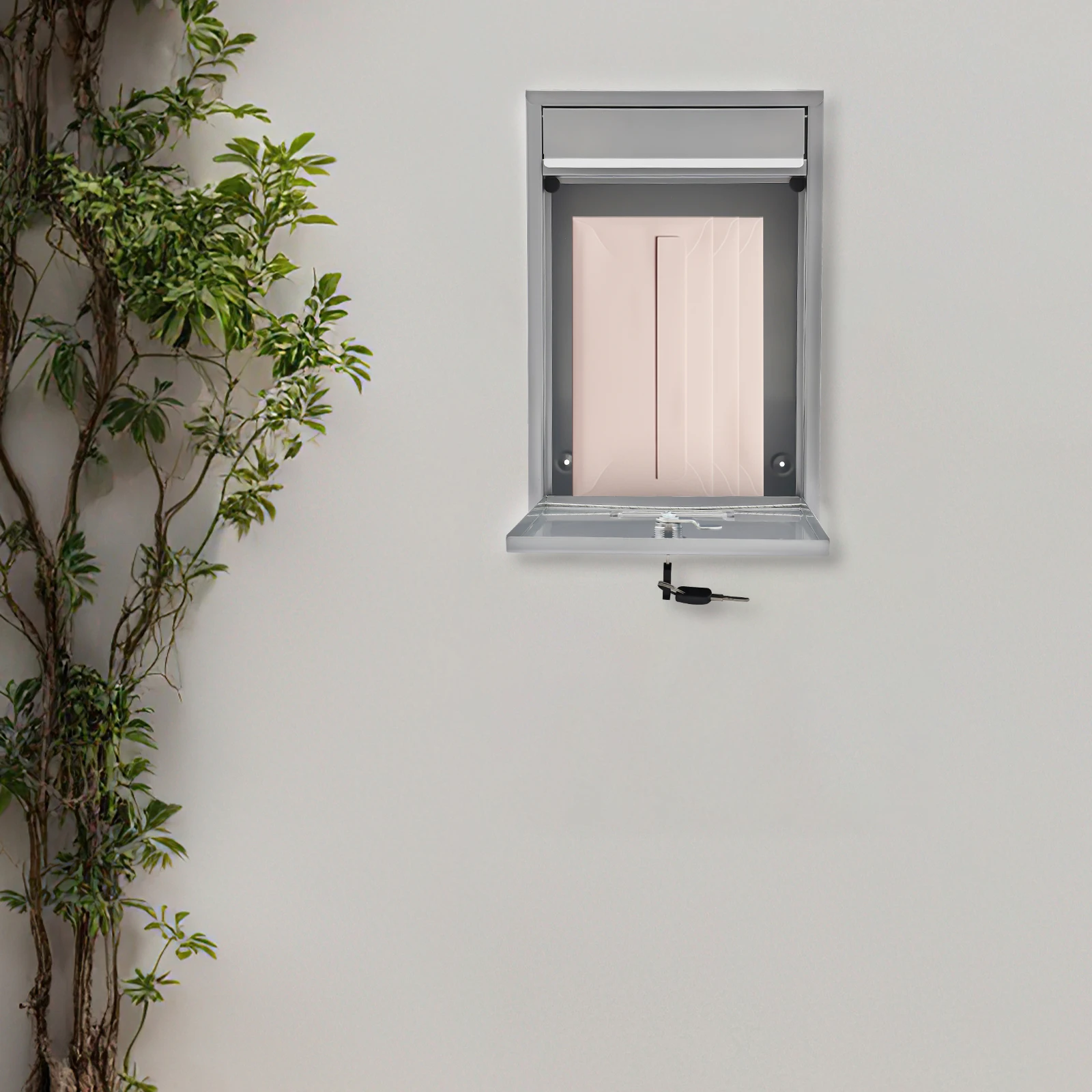 

Silver Wall Mount Mailbox with Locking Security, Key Lock Secure Drop Slot, Rust-Resistant Metal Mailbox for Home & Office