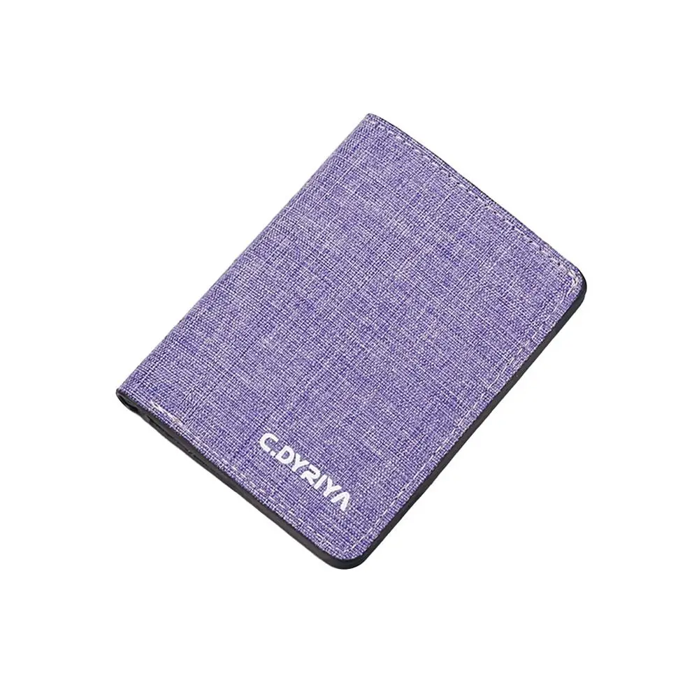 Portable Canvas Women Men Short Wallet Multi-purpose Bifold Credit Card Holder Multi-Pocket Zippered Coin Purse