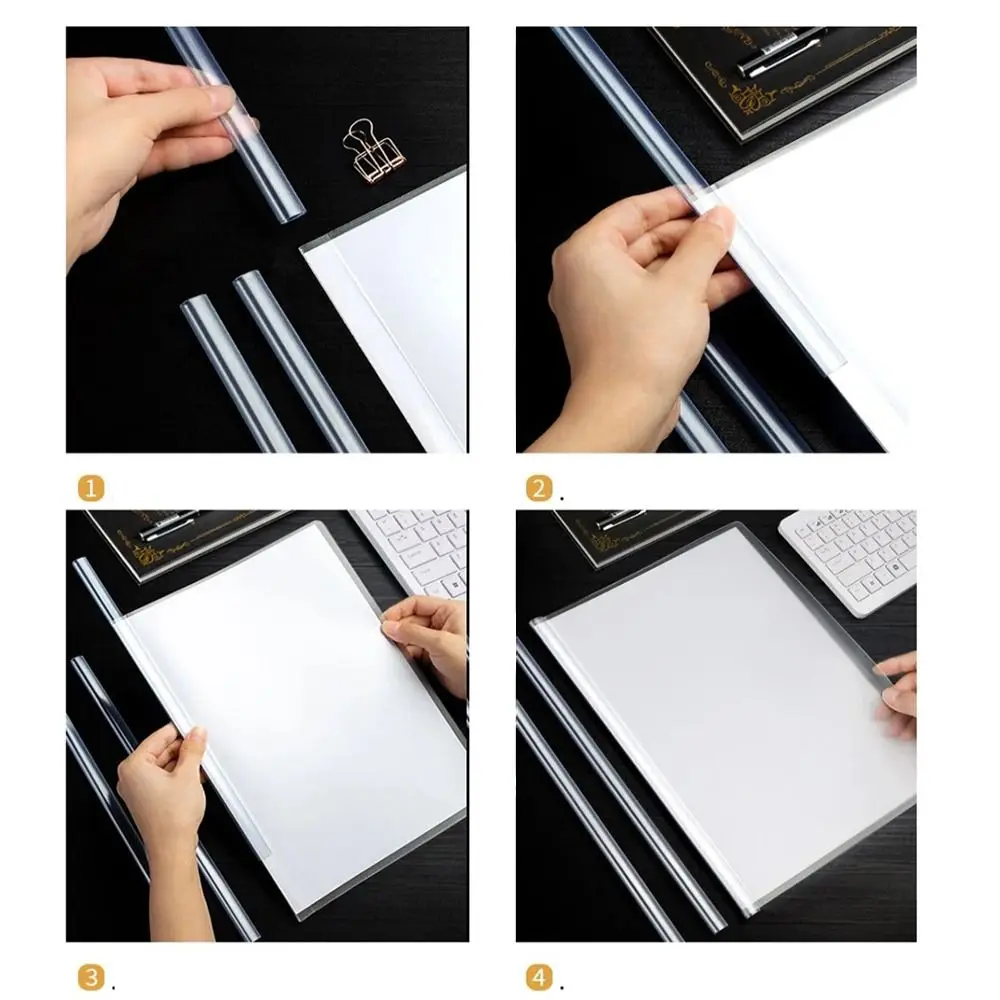 New Plastic A4 Draw Rod Folder Thickened Transparent Document Rod Clamp Business Supplies Drop Shaped Business Folder