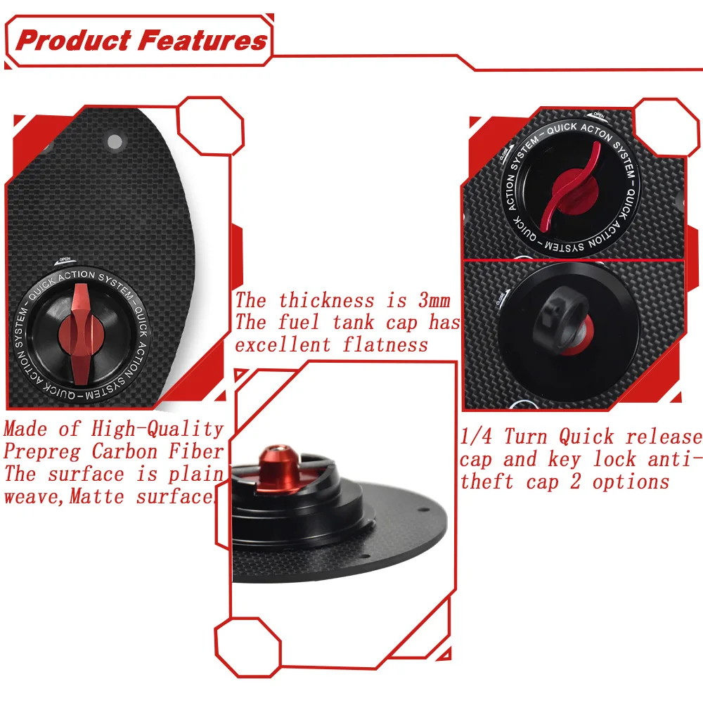 ألياف الكربون عمل سريع غطاء حشو الوقود ل DUCATI MULTISTRADA SPORT 1000/S 620 GT1000 دراجة نارية بدون مفتاح غطاء خزان البنزين