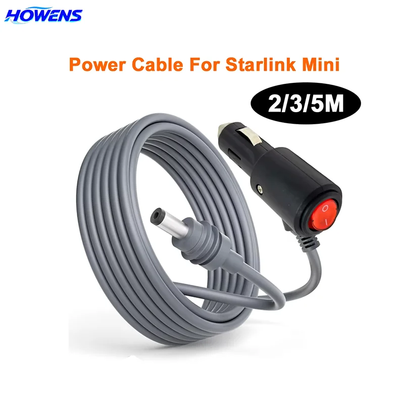 18AWG Car Charging Cable DC 12-24V Power Cable for Starlink Mini with LED Indicator Switch Against Surge Electric Wire Plug&Play