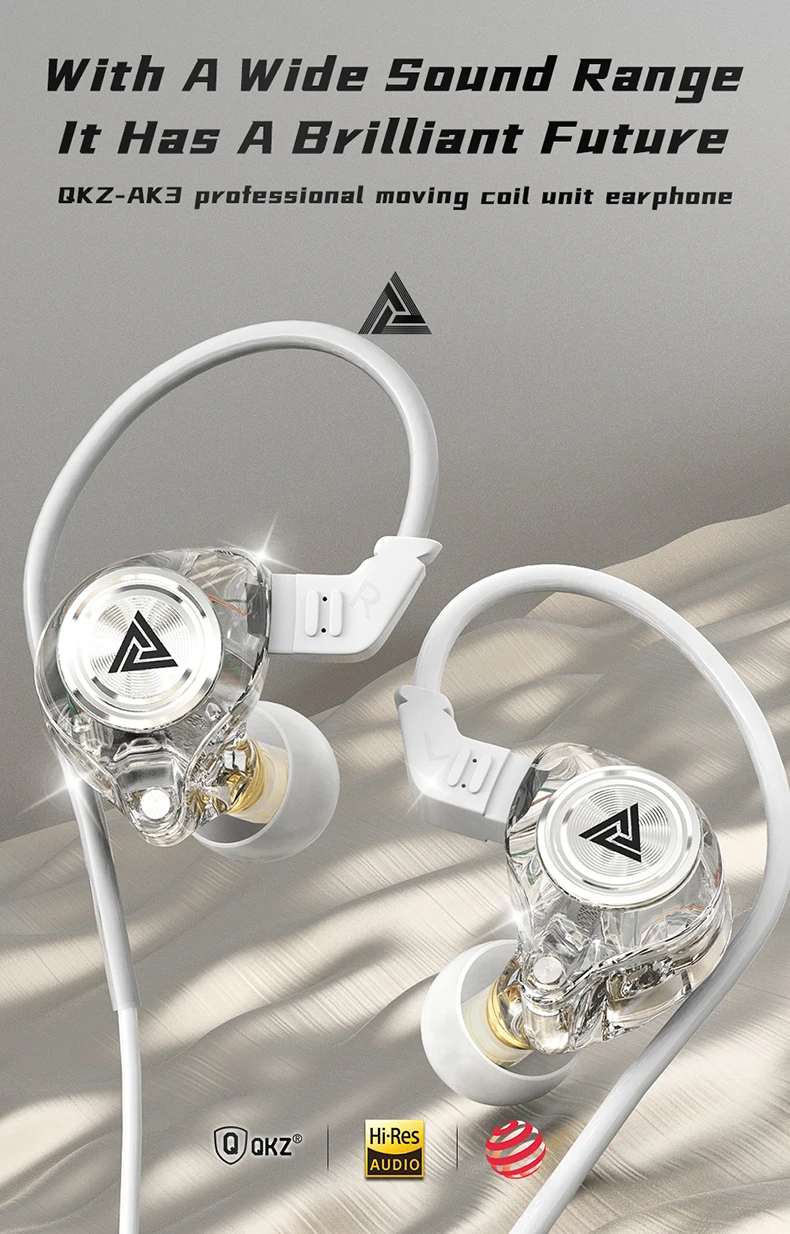 QKZ AK3 FiLe Kabelgebundener Kopfhörer mit Mikrofon, HiFi-Musikmonitor, Bass-Kopfhörer, Geräuschunterdrückendes Headset für Sport und Gaming – Detail 4