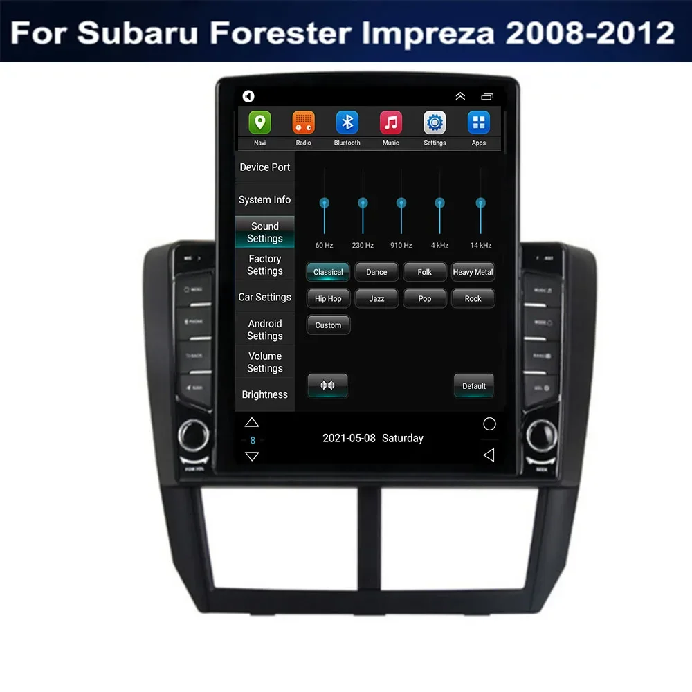 For Tesla Style 2 Din Android 14 Car Radio For Subaru Forester Impreza 2008- 2012 Multimedia Video Player GPS Stereo Carplay DSP