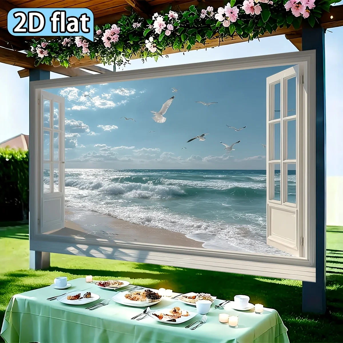 Large Ocean View Seascape Tapestry Wall Mural Room Decor Artwork Abstract Coastal Beach Printing Indoor Living Space Decoration