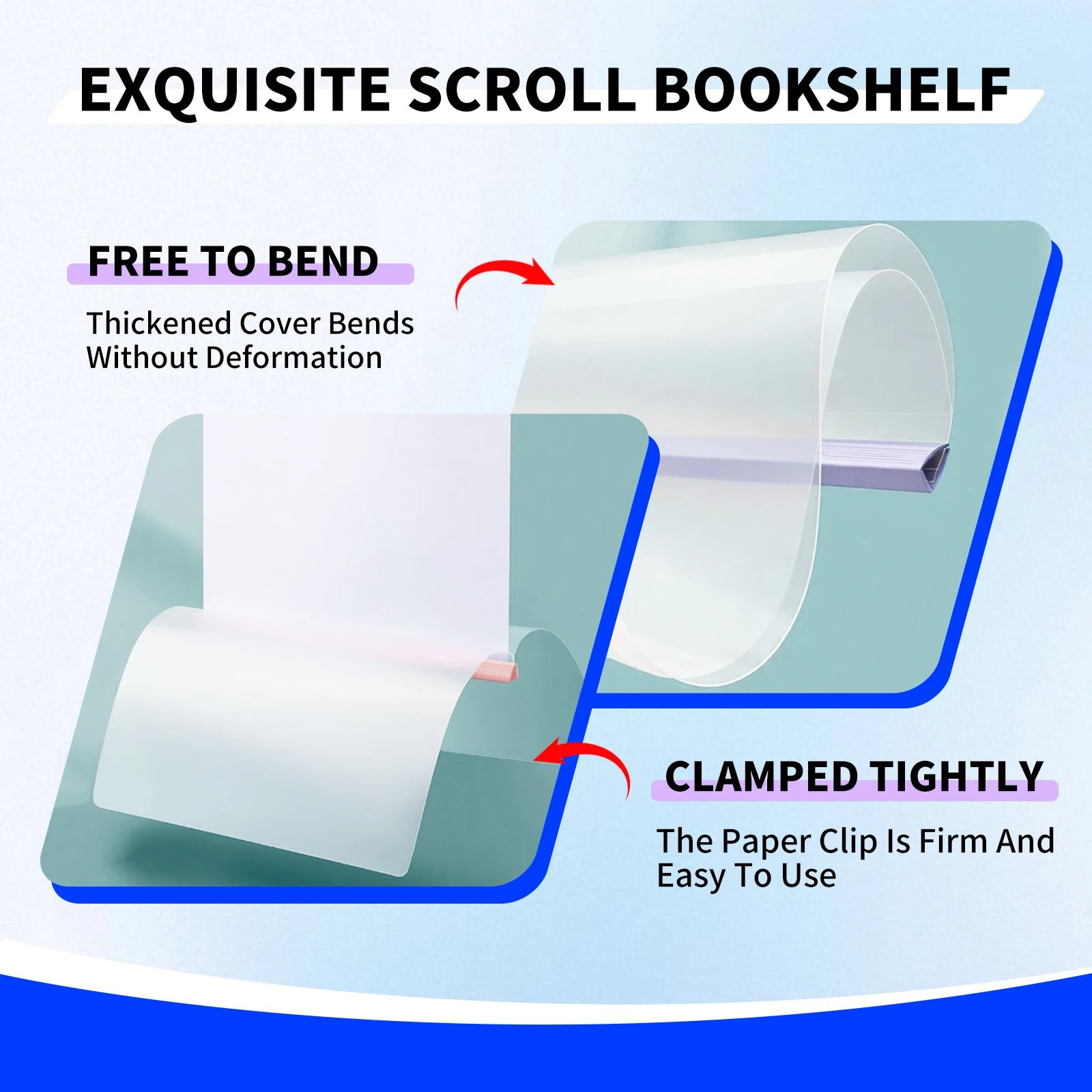 HUAJIE 10 عبوات من أغطية التقرير الواضح مقاس A4 مع قضبان منزلقة، ومجلدات ملفات بسعة 70 ورقة للمدرسة والمكتب والاستئناف والمستندات