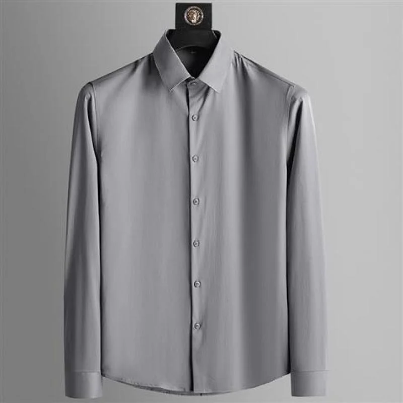 Career Slim Thin Style Ice Shreds Business Casual Formal Dress Anti-wrinkle Ventilate Men\'s Long Sleeved Shirt Summer 2024