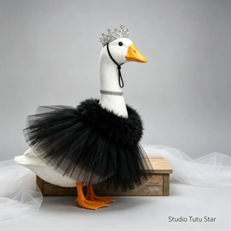 23 Inch Porch Goose Tulle Tutu Dress with Crown Princess Party Set for Outdoor Holiday Decoration (excluding Goose)