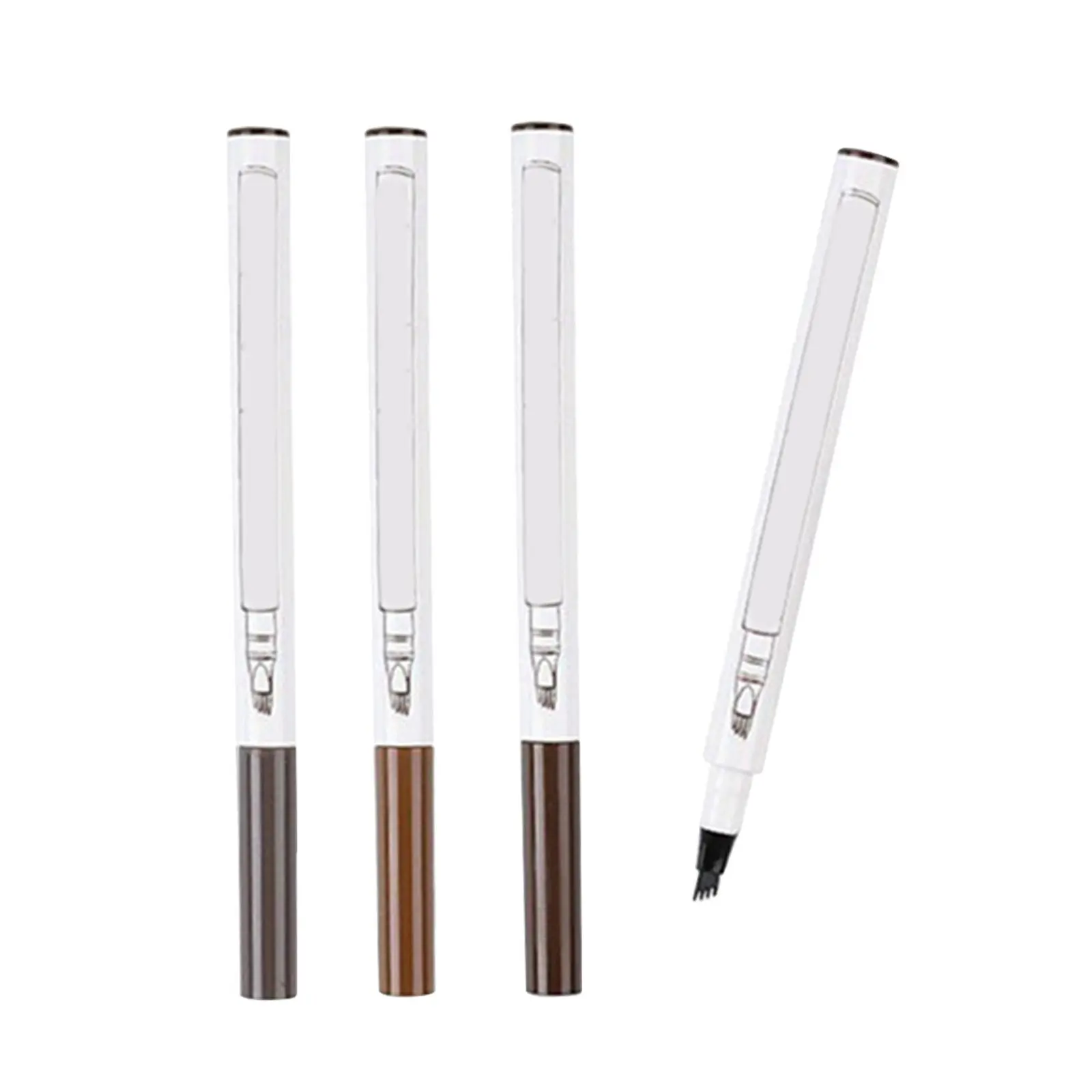 4Pcs Four Pronged Eyebrow Pen Waterproof Quick Dry Natural Hair Stroke Brow Pencil Brown Gray Black