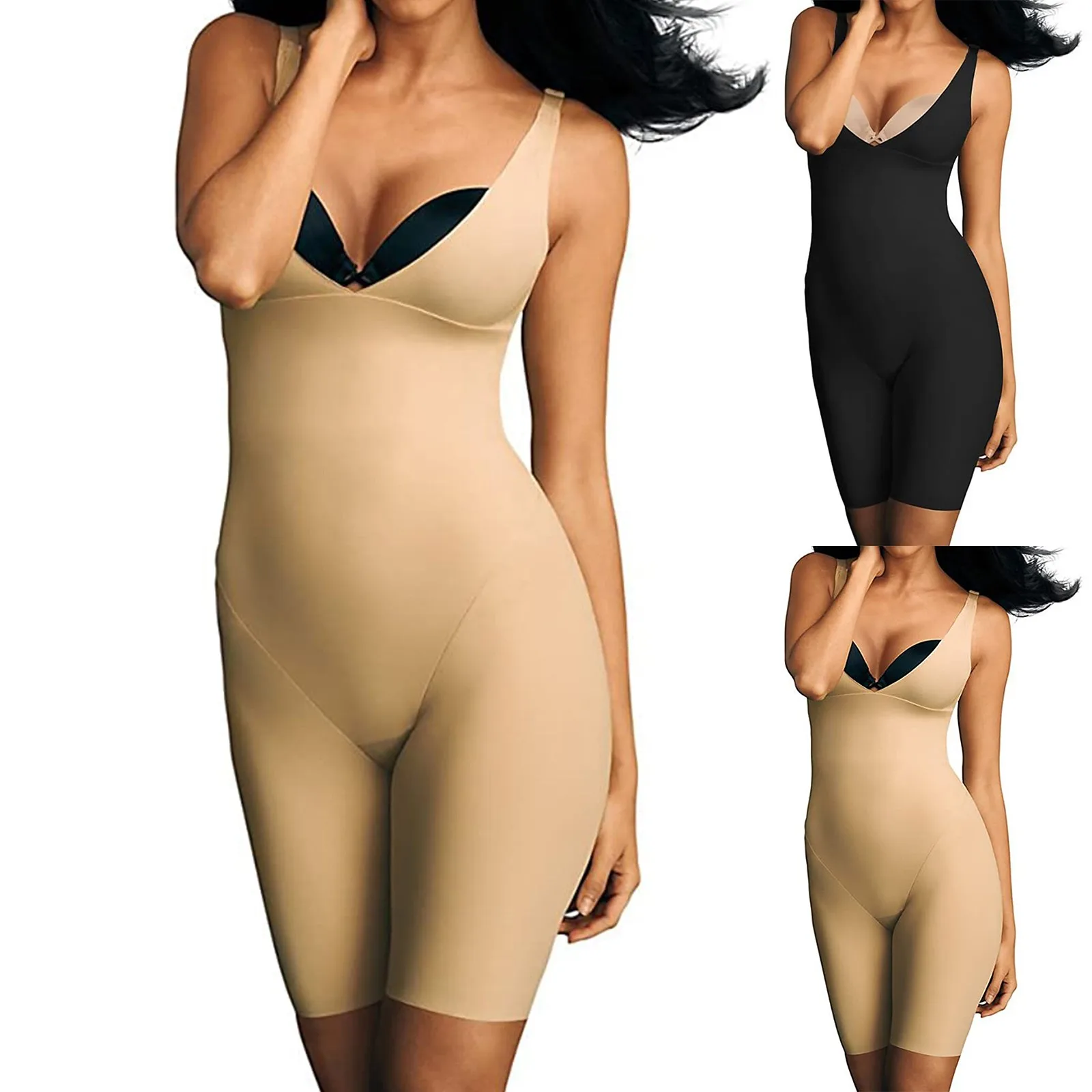 Shapewear feminino corpo inteiro shaper emagrecimento bodysuit virilha aberta espartilho cintura trainer moldar roupa interior pós-parto recuperação bainha